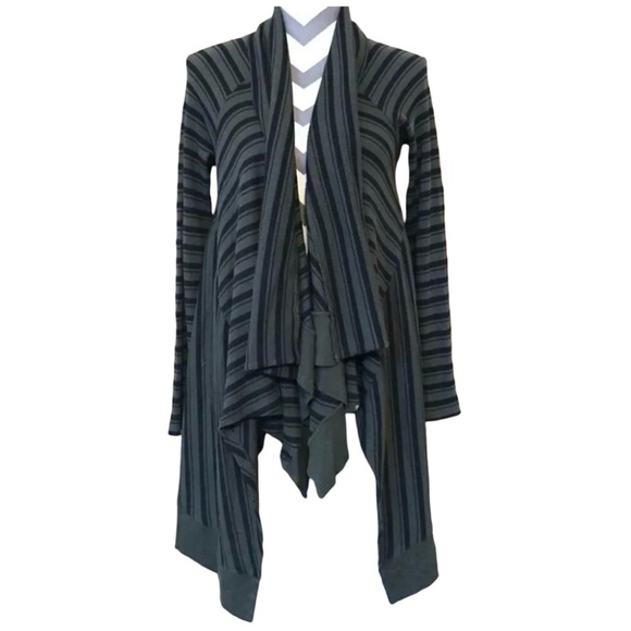 Splendid Thermal Cardigan Womens Size XS Draped Oversized Black Army Green - Picture 1 of 8